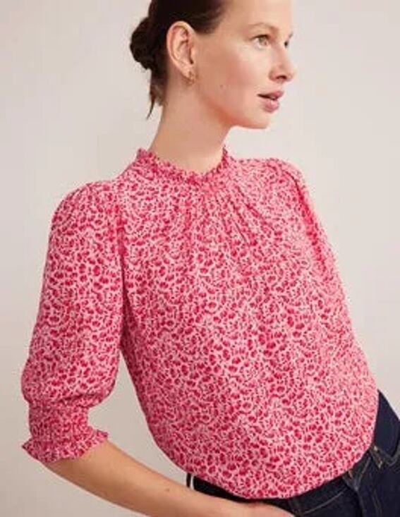 Boden Tops - Pink Puff Sleeve Top | Boden | Size M